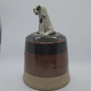 Ceramic Dog Figurine with Brown and Cream Accents